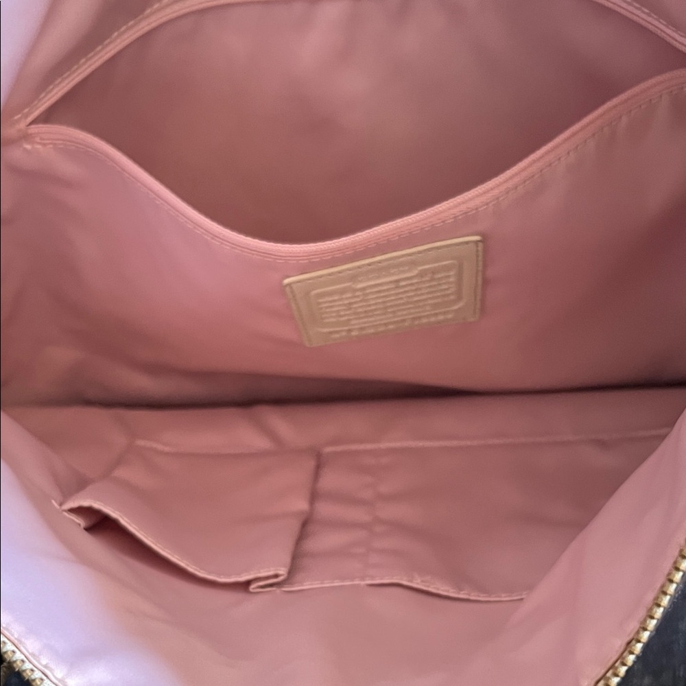 Coach Cream Tote with Snake-Print Trim and Gold Charm - Picture 2 of 4